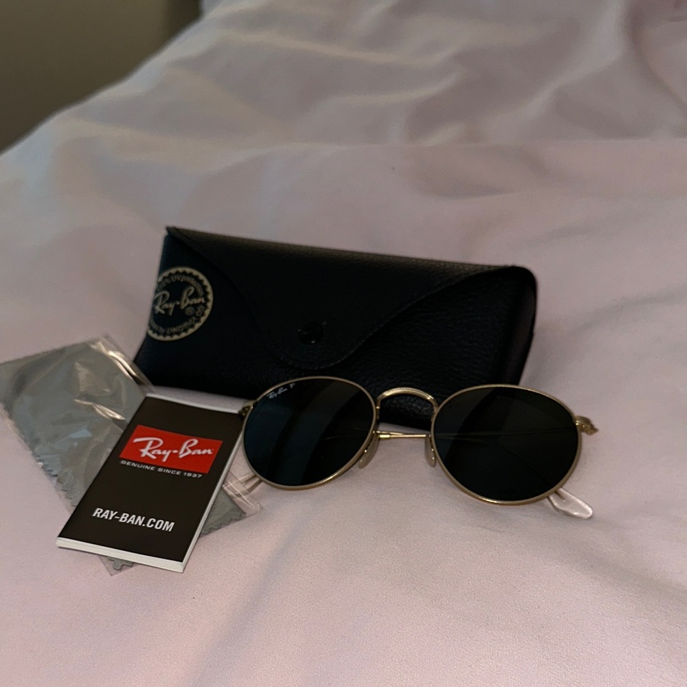Ray-Ban Gold and Black Round Sunglasses